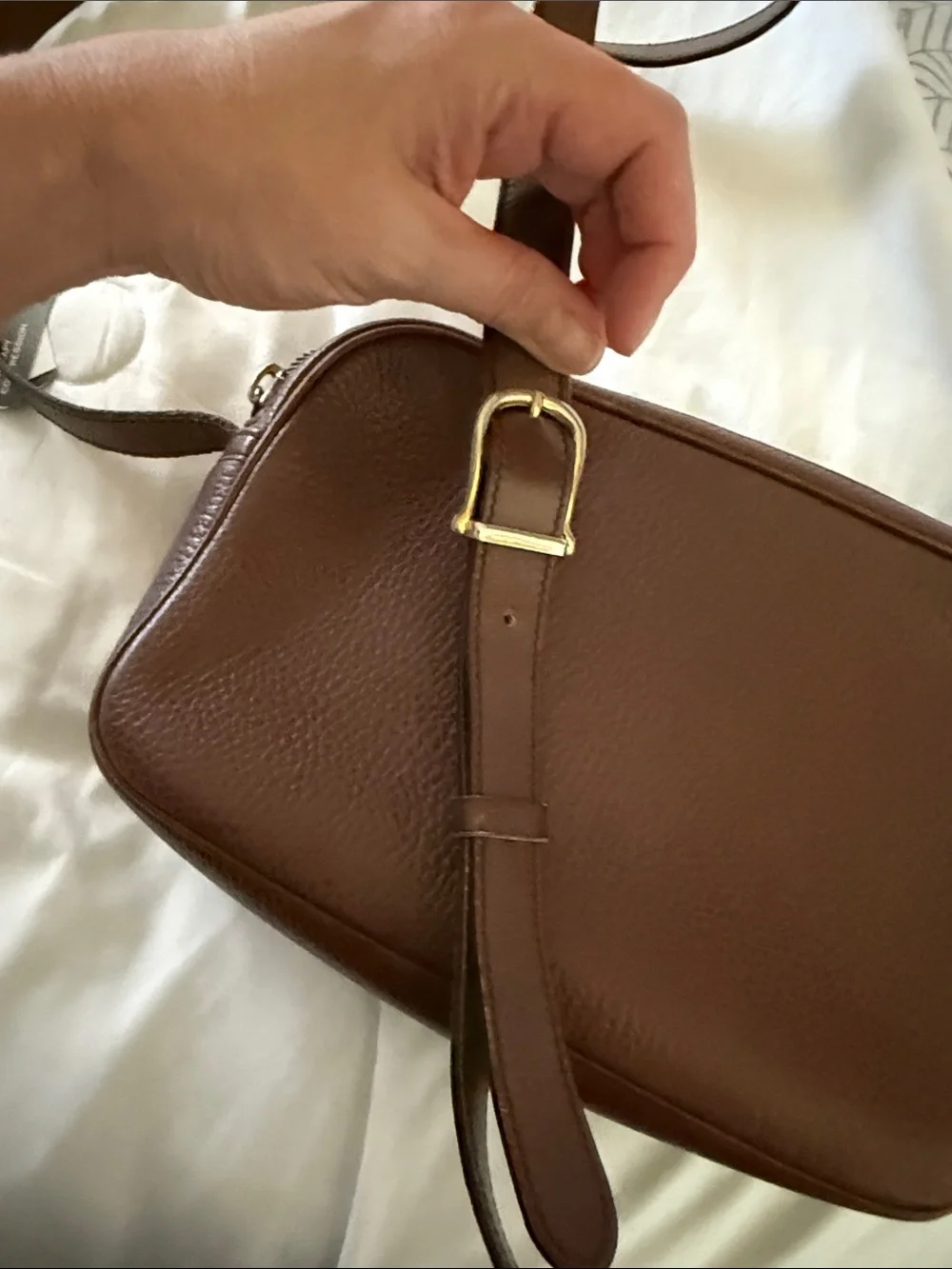 Celine Brown Leather Messenger Bag with Gold Hardware